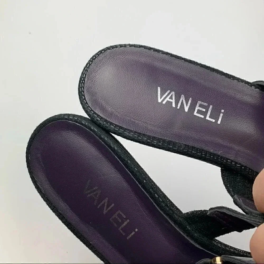 Vaneli womens heels size 7.5 black snakeskin print slid wedges coastalgranny